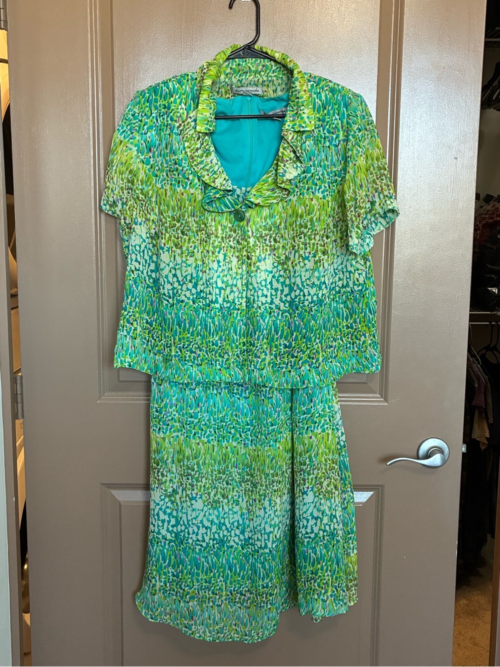 Vintage Danny and Nicole Green & Teal Dress with Blazer